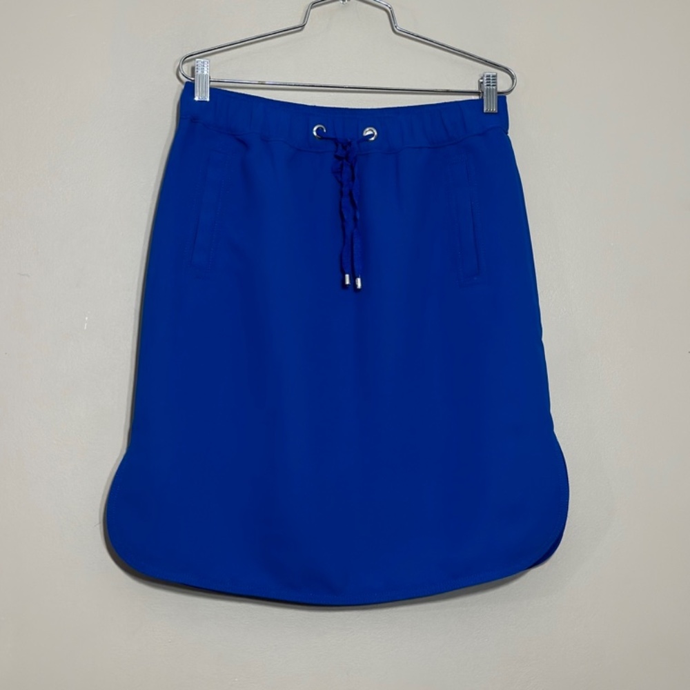 Ann Taylor Skirt, Draw String Elastic Waist, Pockets, Knee Length, Blue, Medium